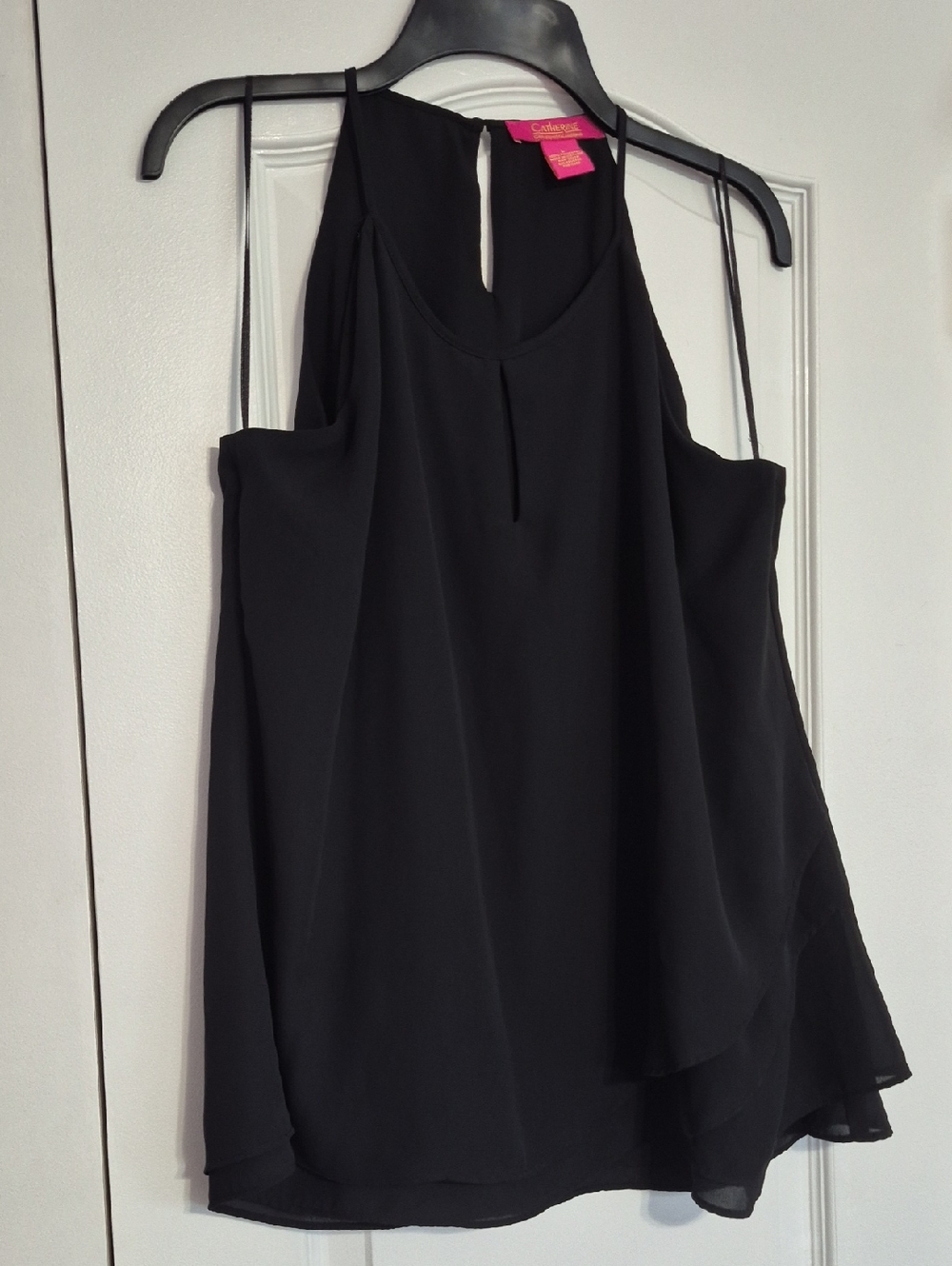 CATHERINE MALANDRINO Black Sleeveless Halter Neck Tank Top